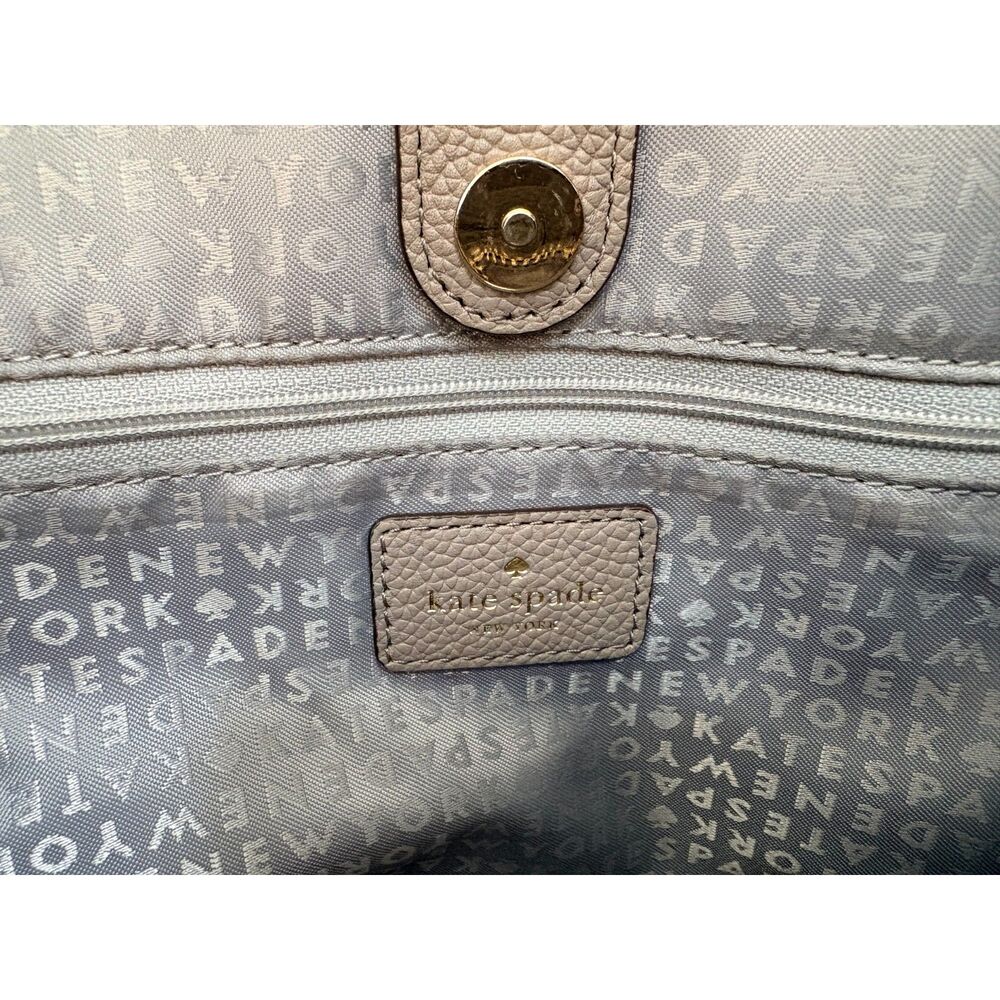 Authentic Kate Spade Larchmont Avenue Evangelie Nude Gray Handbag Satchel Cross - Picture 8 of 15